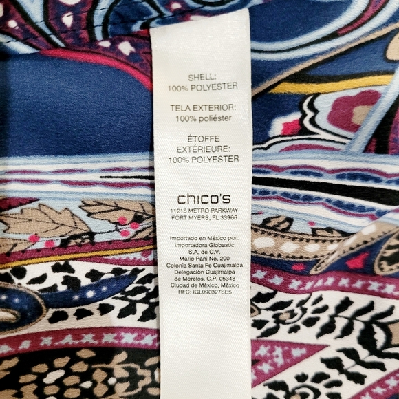 CHICO'S Paisley Smocked Mock-Neck Top Blouse Woman's Size XL (3) - Picture 10 of 12